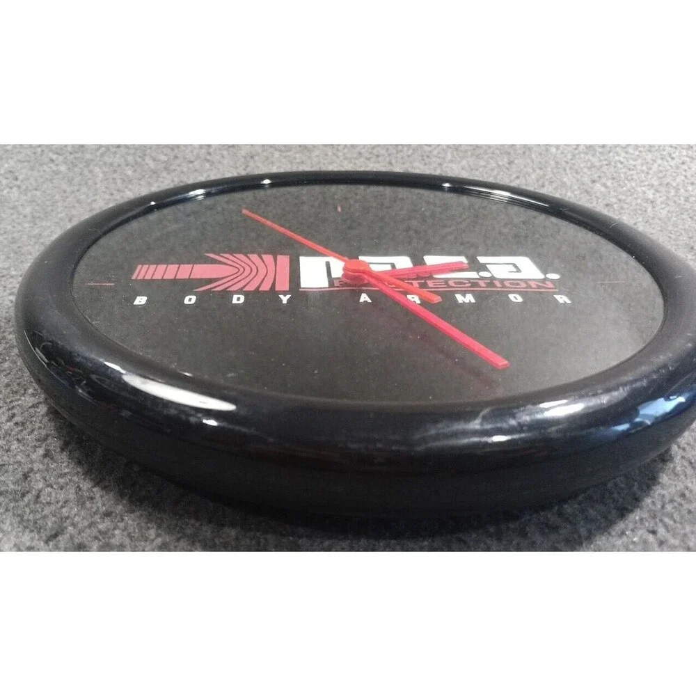 P.A.C.A Protection Body Armor Wall Clock Black Wall Mountable